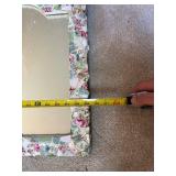 Vintage Mosaic Framed Mirror with Floral Design