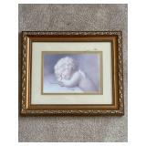 Framed Angelic Child Artwork with Ornate Gold Trim