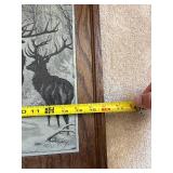 Framed Elk Woodland Scene Etching - 14" x 18"