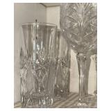 Set of 14 Crystal Glassware with Leaf Design