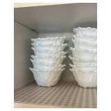 Set of Vintage Milk Glass Bowls with Floral Design