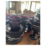 Extensive Collection of Vintage Avon 1876 Cape Cod Ruby Red Glass Tableware