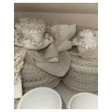 Large Collection of Vintage White Milk Glass Ruffled Edge Pieces