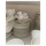 Large Collection of Vintage White Milk Glass Ruffled Edge Pieces