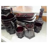Large Collection of Avon Cape Cod 1876 Ruby Red Glassware Collection with Goblets and Pitchers