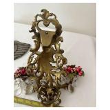 Set of 2 Decorative Wall Hanging Plaques - Angel Face and Ornate Floral Sconce