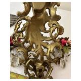 Set of 2 Decorative Wall Hanging Plaques - Angel Face and Ornate Floral Sconce