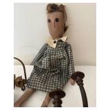 Rustic Vintage Doll, Faux Artichokes, and Cast Iron Brackets Set