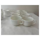 Set of 14 White Cups and Creamers with Salt and Pepper Shakers