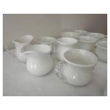 Set of 14 White Cups and Creamers with Salt and Pepper Shakers