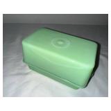 Vintage Jadeite Green Glass Butter Dish with Lid