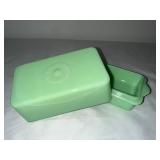 Vintage Jadeite Green Glass Butter Dish with Lid