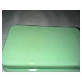 Vintage Jadeite Green Glass Butter Dish with Lid