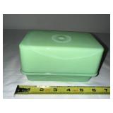 Vintage Jadeite Green Glass Butter Dish with Lid