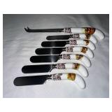 Set of 6 Spode Woodland Cheese Spreaders and Cheese Knife