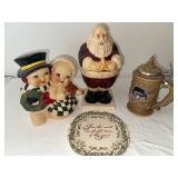 Christmas Ceramic Collectibles Set with Santa, Carolers, and Stein