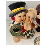 Christmas Ceramic Collectibles Set with Santa, Carolers, and Stein