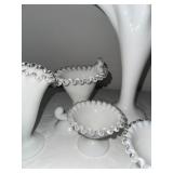 Set of 8 Milk Glass Vases with Ruffled Edge