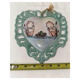 Handpainted Kewpie Heart Shaped Ceramic Plaque, 2004