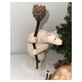Assorted Christmas Decor including Trees, Bear Statue, Santa, and More