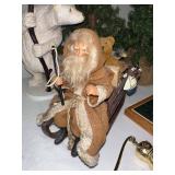 Assorted Christmas Decor including Trees, Bear Statue, Santa, and More