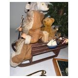 Assorted Christmas Decor including Trees, Bear Statue, Santa, and More