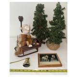 Assorted Christmas Decor including Trees, Bear Statue, Santa, and More