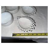 Collection of Glass Serving Bowls, Teacups, and Shell Dishes