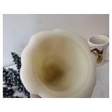 Set of Vintage Christmas Decorations including Santa Figures and Snowy Trees