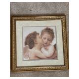 Framed Cherub Kissing Angel Art Print 16" x 14"