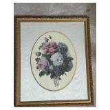 Framed Floral Print Artwork with Gold Frame