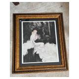 Framed Louis Icart Print - Elegant Woman with Feathers