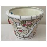 Mosaic Floral Ceramic Planter, 8" Tall