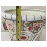 Mosaic Floral Ceramic Planter, 8" Tall