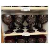 Set of 12 Vintage Avon Cape Cod Ruby Red Goblets with Geometric Design