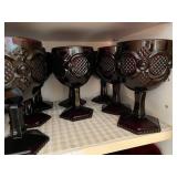 Set of 12 Vintage Avon Cape Cod Ruby Red Goblets with Geometric Design