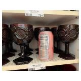 Set of 12 Vintage Avon Cape Cod Ruby Red Goblets with Geometric Design