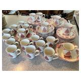 Set of Johnson Bros Christmas Tree Red Pattern Dinnerware