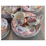 Set of Johnson Bros Christmas Tree Red Pattern Dinnerware