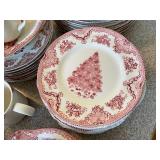 Set of Johnson Bros Christmas Tree Red Pattern Dinnerware
