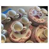 Set of Johnson Bros Christmas Tree Red Pattern Dinnerware