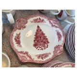 Set of Johnson Bros Christmas Tree Red Pattern Dinnerware