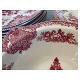 Set of Johnson Bros Christmas Tree Red Pattern Dinnerware