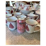 Set of Johnson Bros Christmas Tree Red Pattern Dinnerware