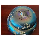 Iridescent Hand-Painted Paperweight Signed by L. Riggs