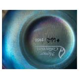 Iridescent Hand-Painted Paperweight Signed by L. Riggs