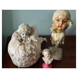 Collection of 3 Vintage Decorative Figurines and Bust Statues