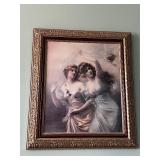 Antique Artwork - Framed Print of Two Women in Draped Gowns