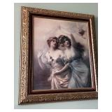 Antique Artwork - Framed Print of Two Women in Draped Gowns