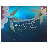 Iridescent Hand-Painted Paperweight Signed by L. Riggs